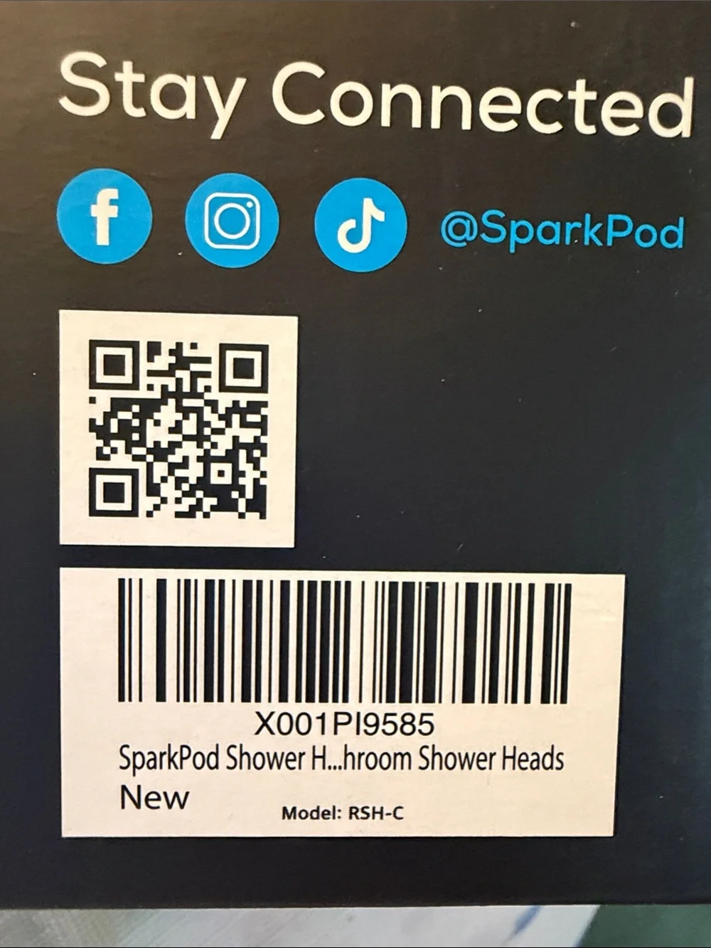 New in box! Sparkpod 6” Luxury Rainfall Shower Head